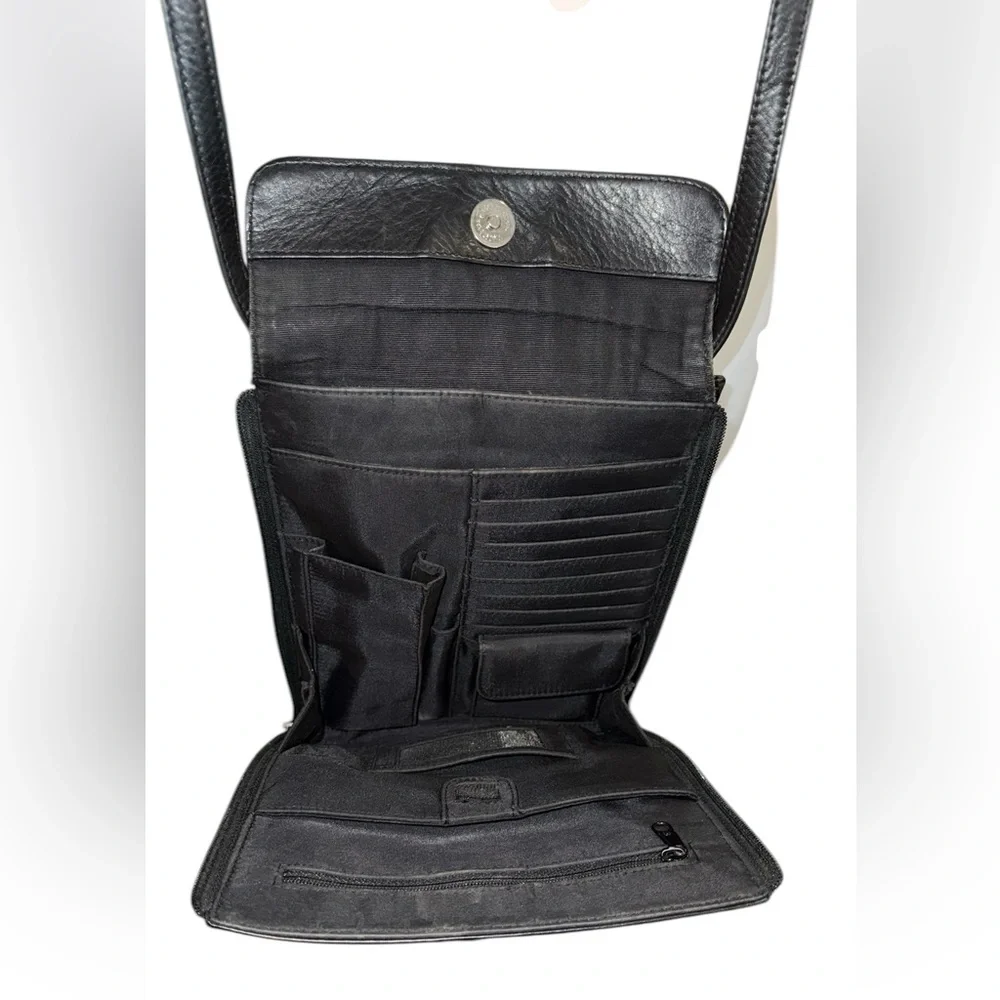 Hobo International Vintage Black Leather Small Crossbody Organizer Bag